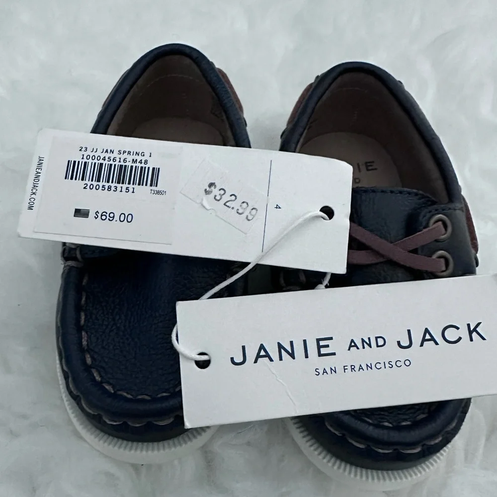 Janie & Jack Leather Baby Toddler Boat Shoe | Size 4c